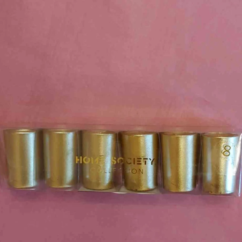 6x Kerzen GOLD glänzend im Glas PETITE CANDLES 8H Brenndauer Votive HOME SOCIETY