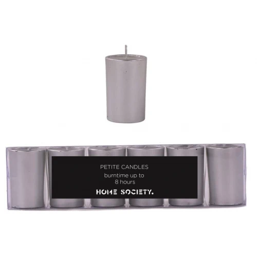 6x Kerzen SILBER im Glas PETITE CANDLES Votive 8H Brenndauer | HOME SOCIETY