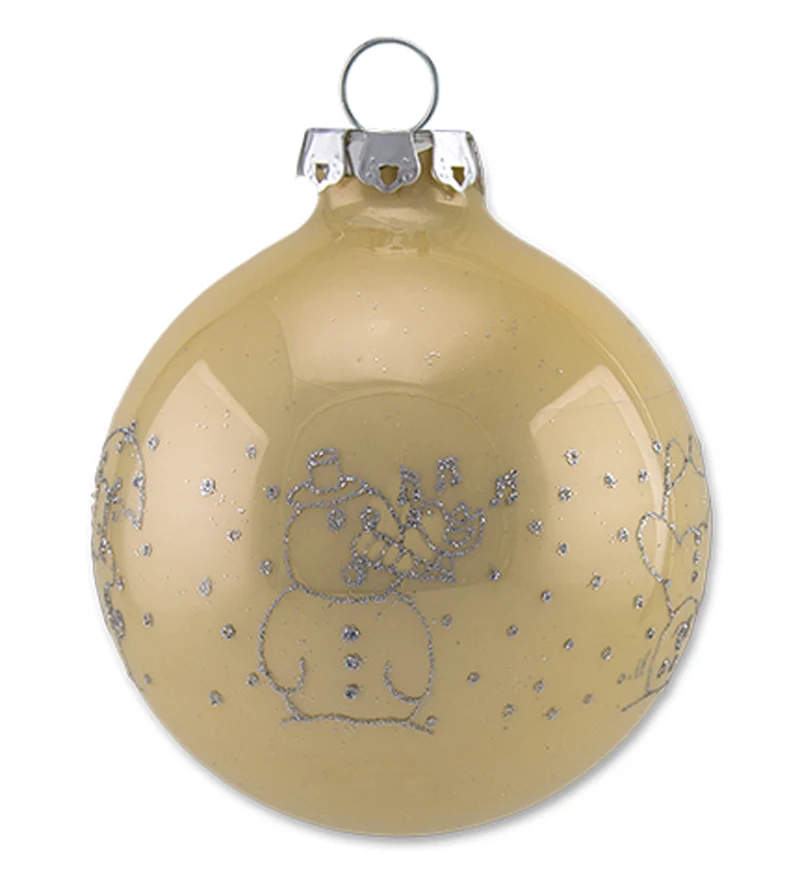 Thüringer Glasdesign Weihnachtskugel-Set 8cm 12-tlg. - Pastell mit Glitzer Dekor lustige Schneemänne