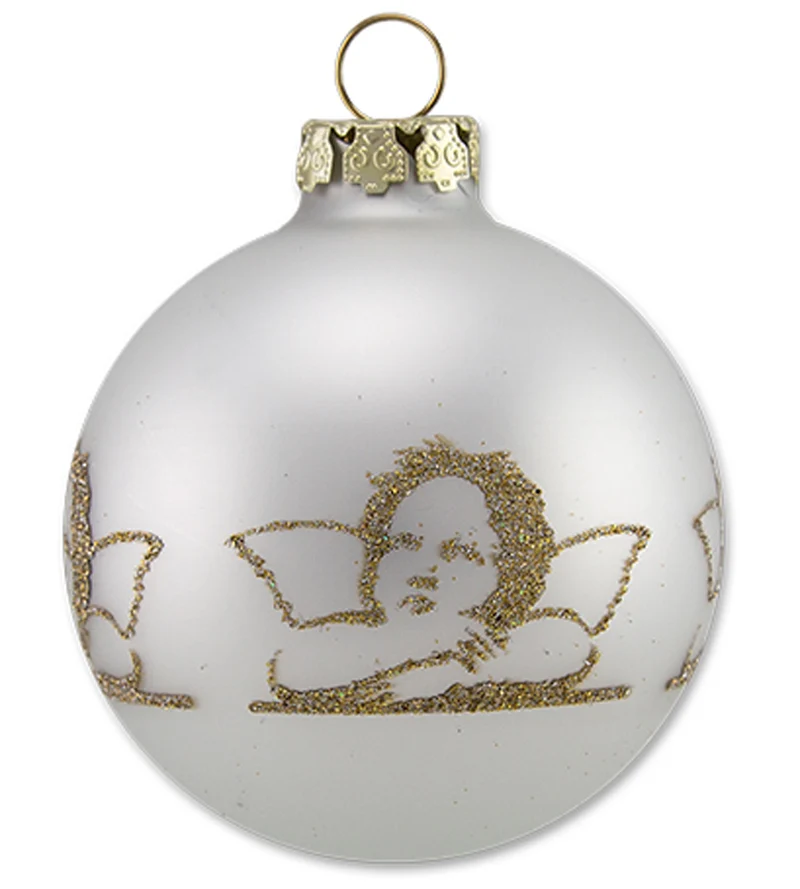 Thüringer Glasdesign Weihnachtskugel-Set 16-tlg. - Diamonds mit Glitzer Dekor Engel Raphael - A016-2