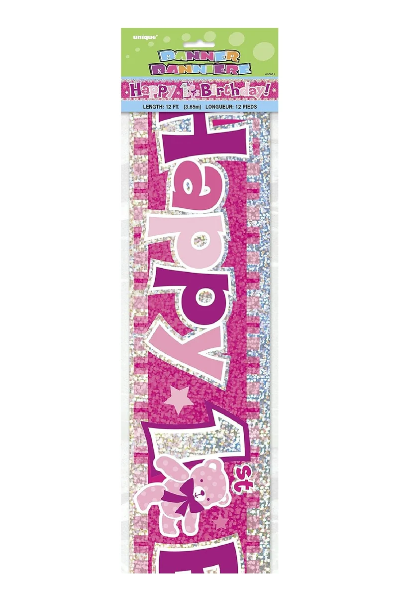 Banner Folie 1st. BDay 365cm/12Ft. Prismatic Pink