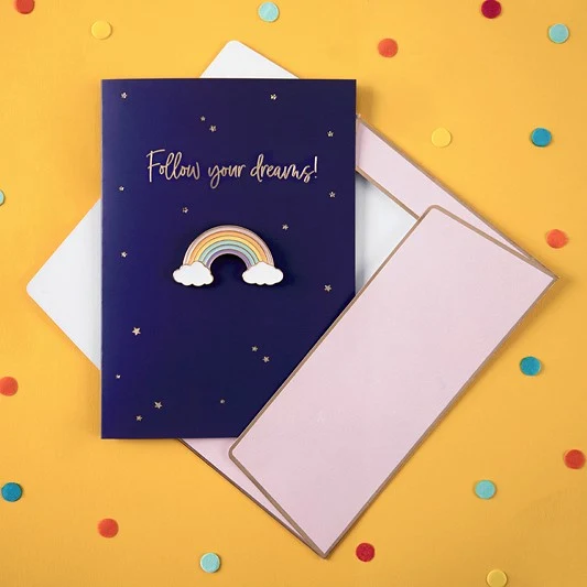 Geschenk Karte mit Pin Regenbogen