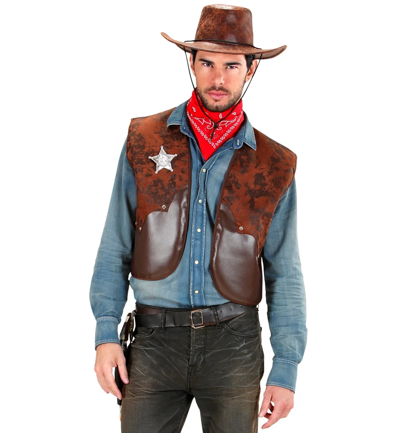 Cowboy Weste für Herren mit Sheriffstern | Braun