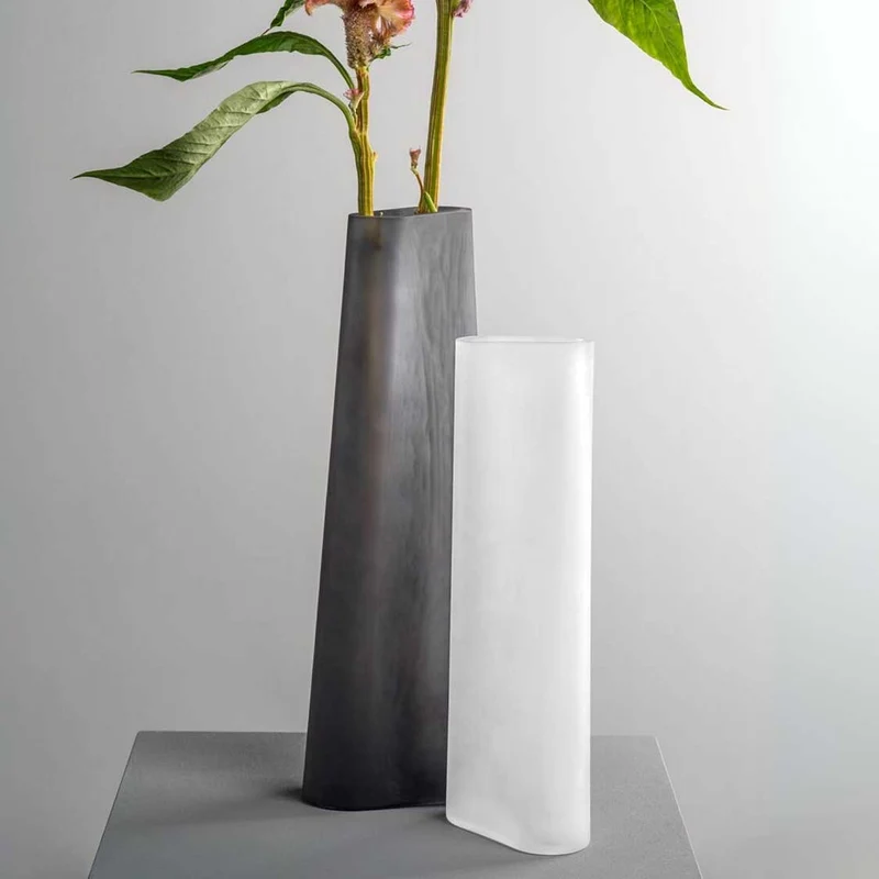 Vase TURNO 42 cm grau satiniert