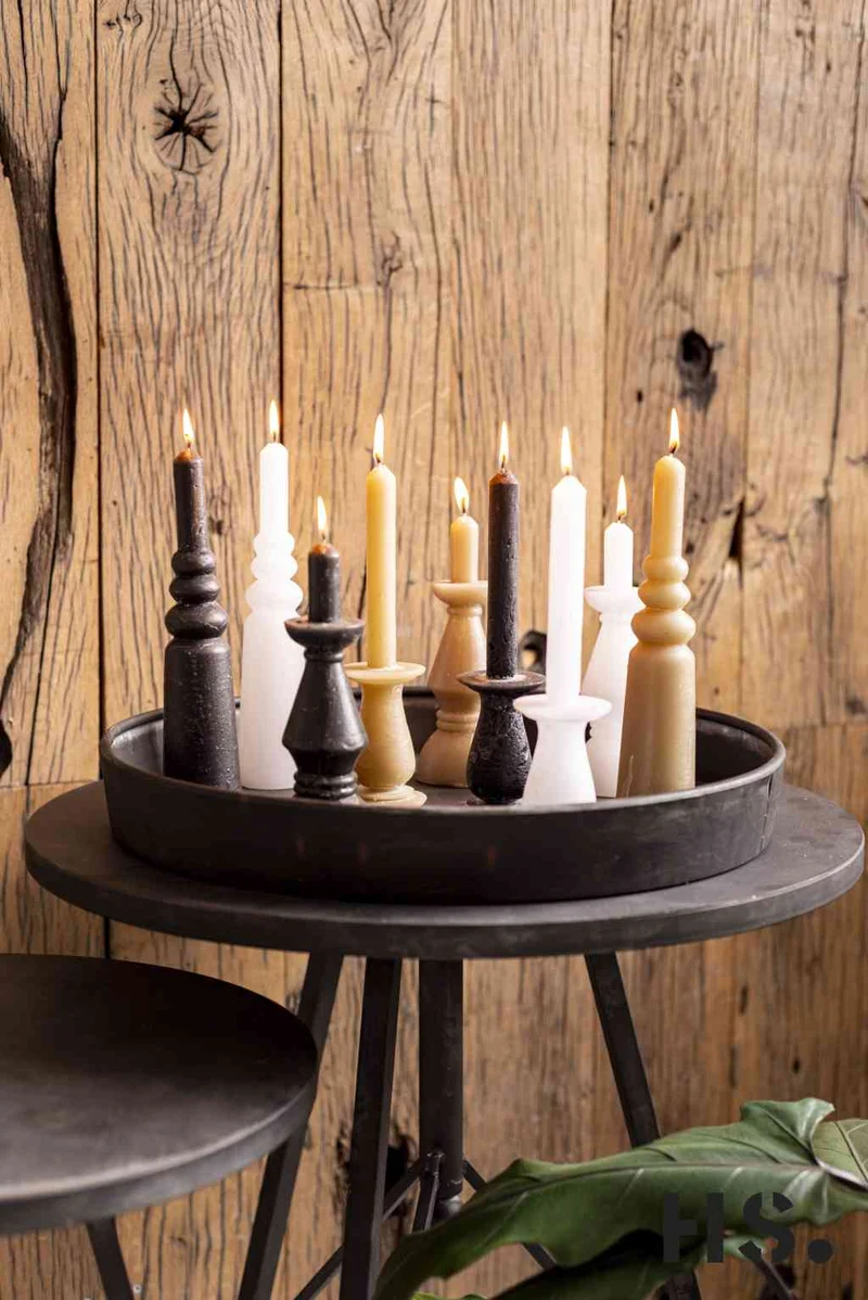 Kerze schwarz NES Dekokerze in Kerzenständerform 24,5 cm HOME SOCIETY
