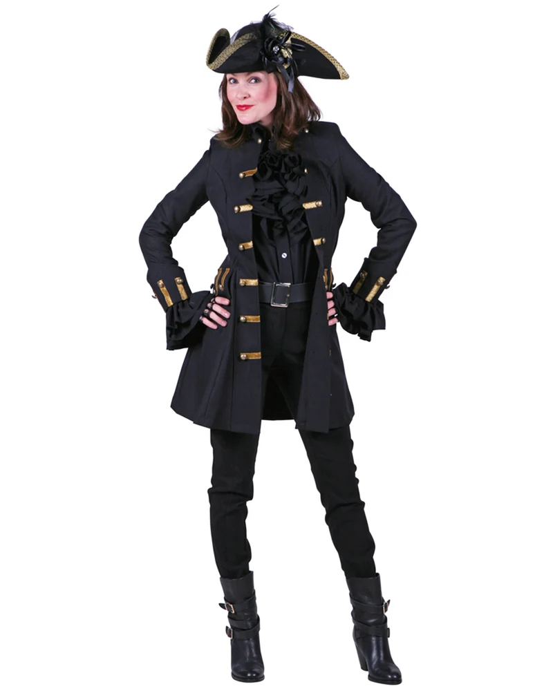 Piratin Jacke "Jane Alday" Kostüm für Damen | Schwarz Gold