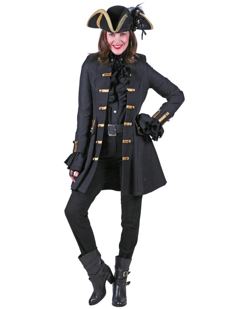 Piratin Jacke "Jane Alday" Kostüm für Damen | Schwarz Gold