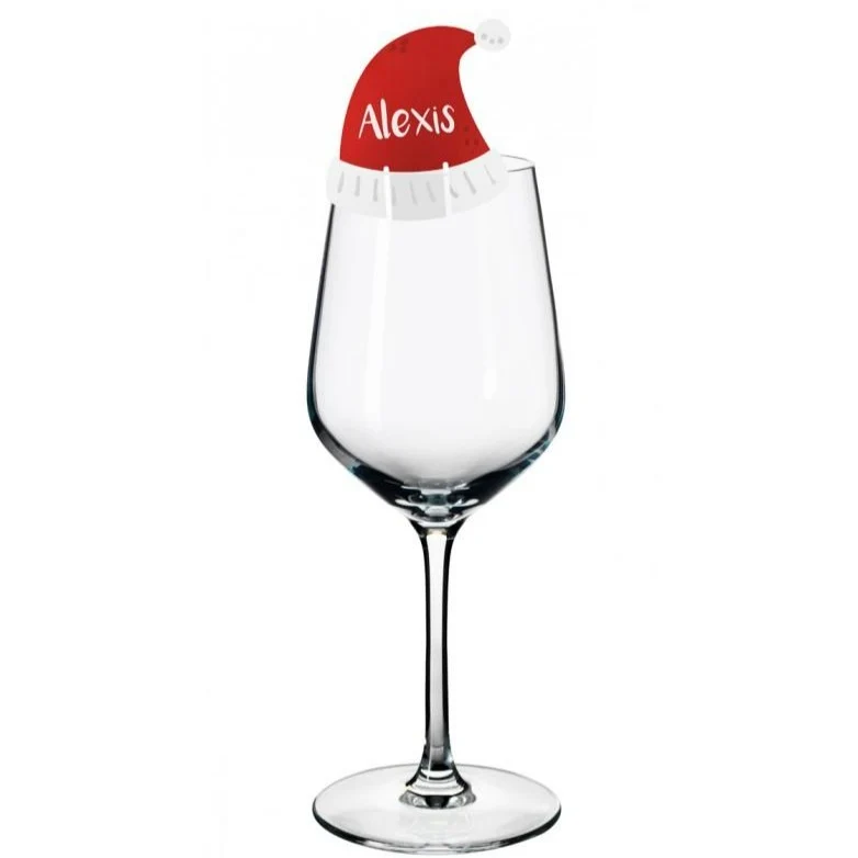 Namenskarten Weihnachtsmützen Glas Deko