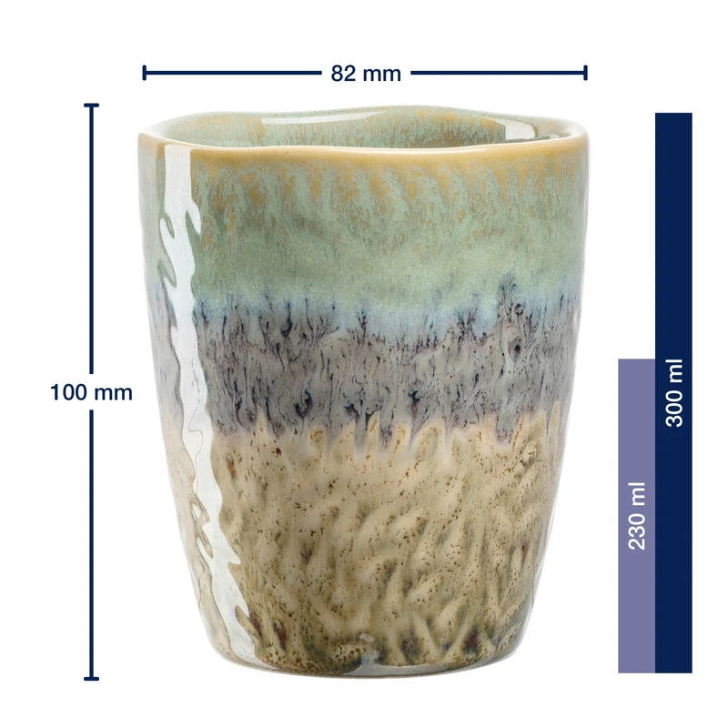 Keramikbecher MATERA 300 ml grün/anthrazit/beige 4er-Set