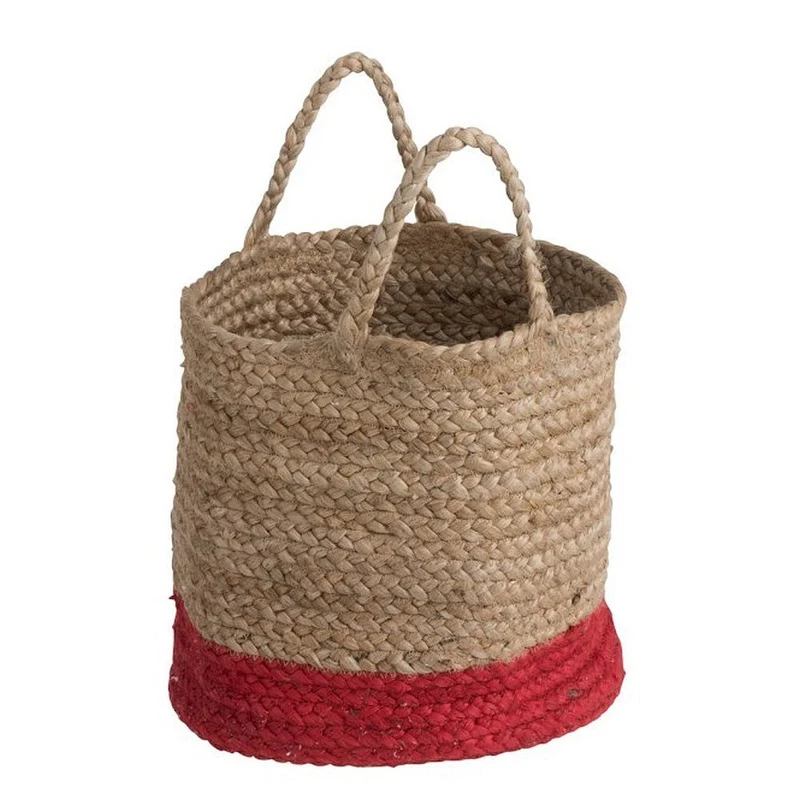 Korb Aufbewahrung JUTE BASKET rot natur Übertopf ca. 28 x 30 cm | J Line
