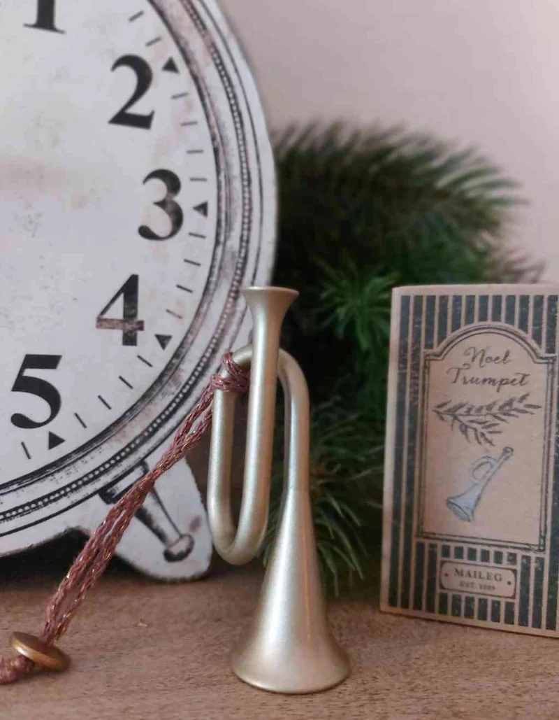 Maileg Trompete Anhänger 7,5x4 cm | silber Baumschmuck Adventsdekoration