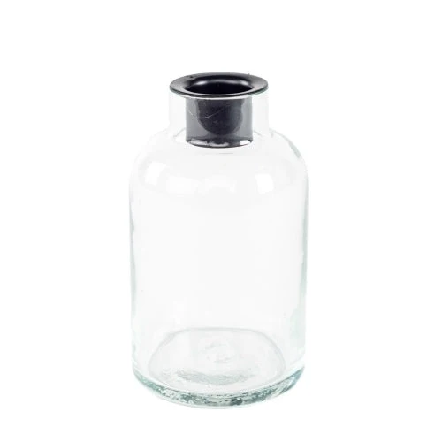 Kerzenhalter Flasche DENVER klein 7x7x12 cm Glas mit Metalleinsatz | HOME SOCIETY