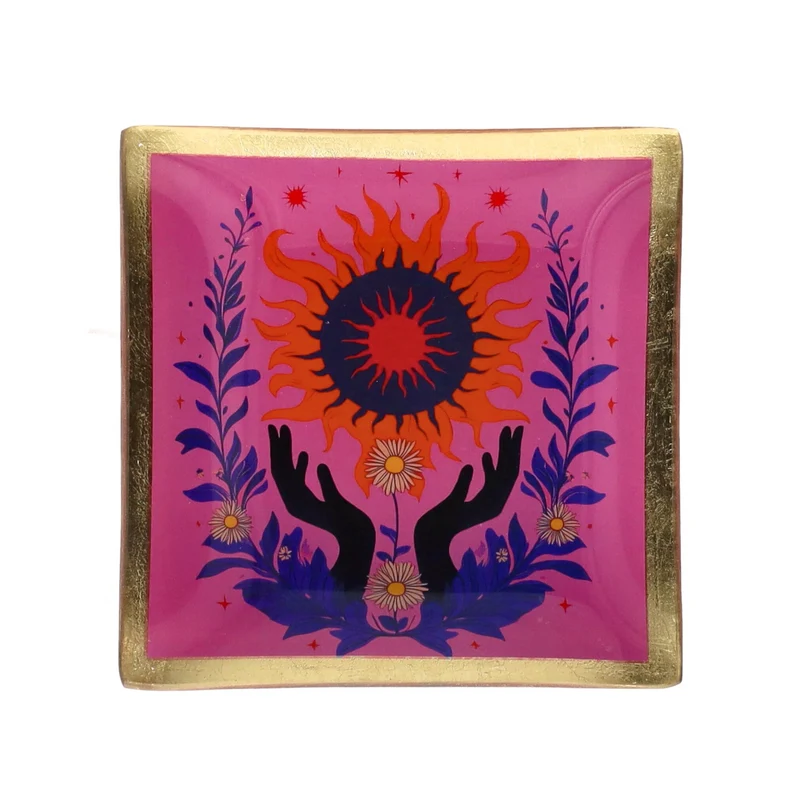 LOVE PLATES Glasteller S Motiv: Heilige Sonne rosa