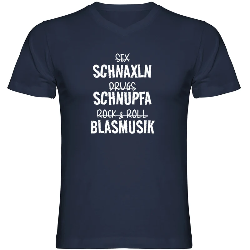Schnaxln Schnupfa Blasmusik Herren Tshirt V-Ausschnitt