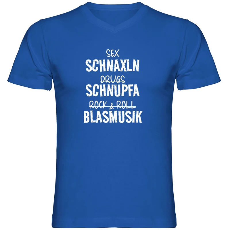 Schnaxln Schnupfa Blasmusik Herren Tshirt V-Ausschnitt