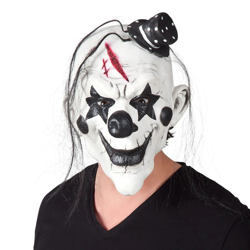 Halloween Latex Maske "Psycho Clown" | Schwarz Weiß