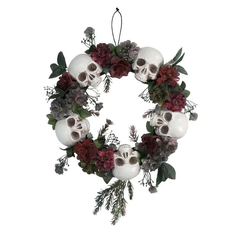 Halloween Deko Blumenkranz Schädeln | 40,5x40,5x7 cm