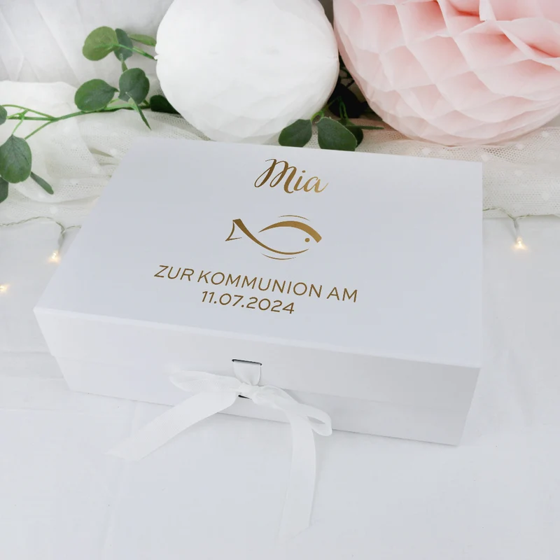 Personalisierte Geschenkbox Fisch weiß