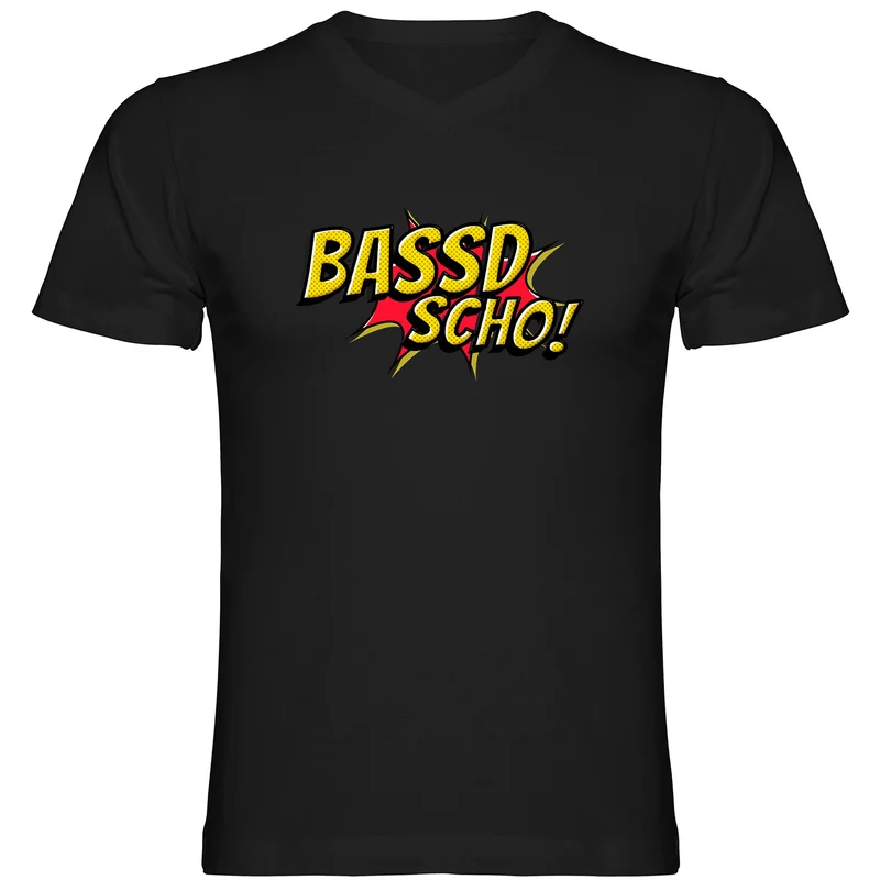 Bassd scho Herren Tshirt V-Ausschnitt