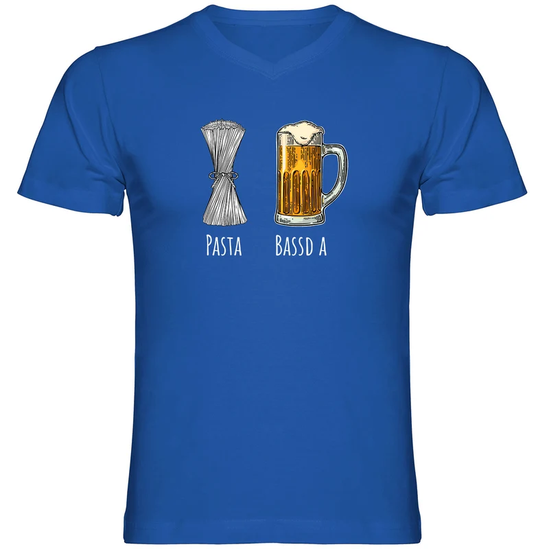 Pasta - Bassd a Bier Herren Tshirt V-Ausschnitt