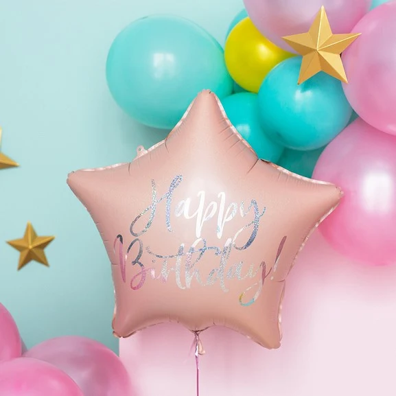 Folienballon Stern Happy Birthday