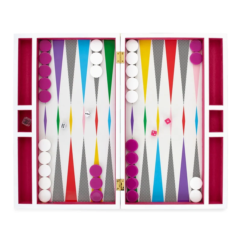 Backgammon Set CHECKERBOARD bunt