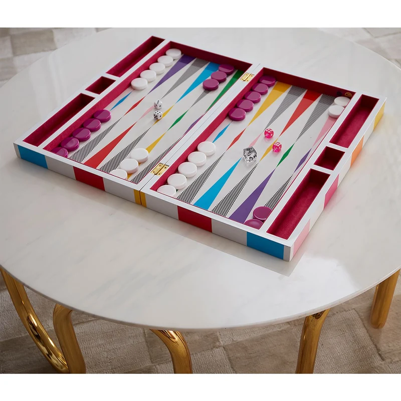 Backgammon Set CHECKERBOARD bunt