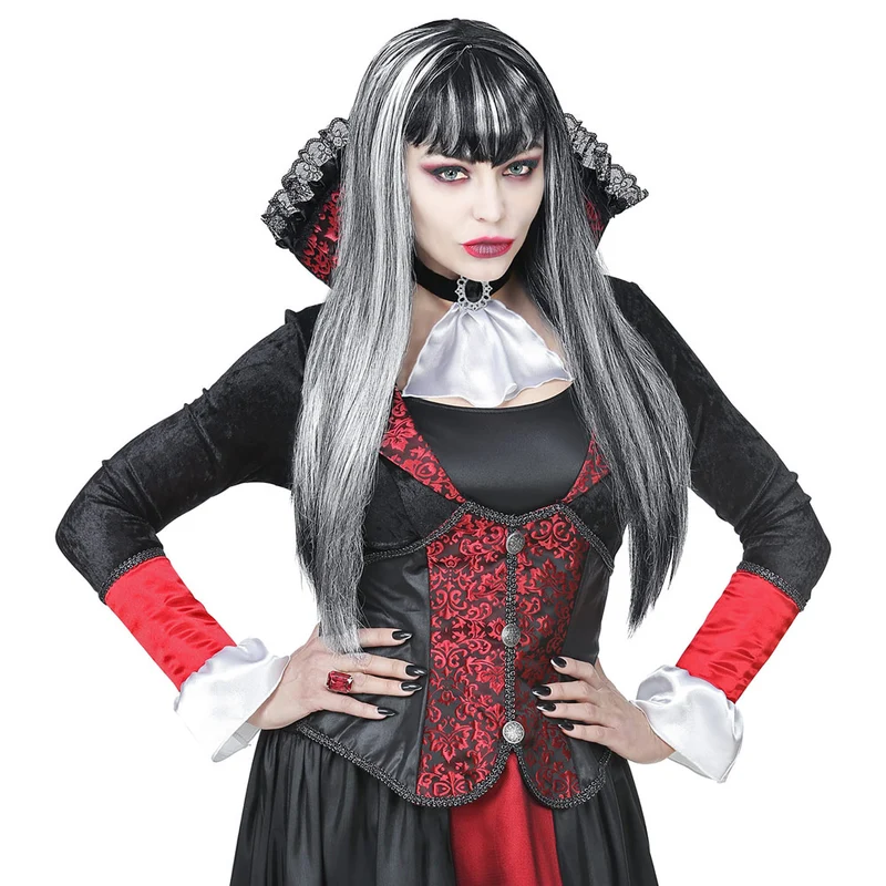 Vampir Langhaar Perücke "Vampiress" für Damen 02076 | Grau