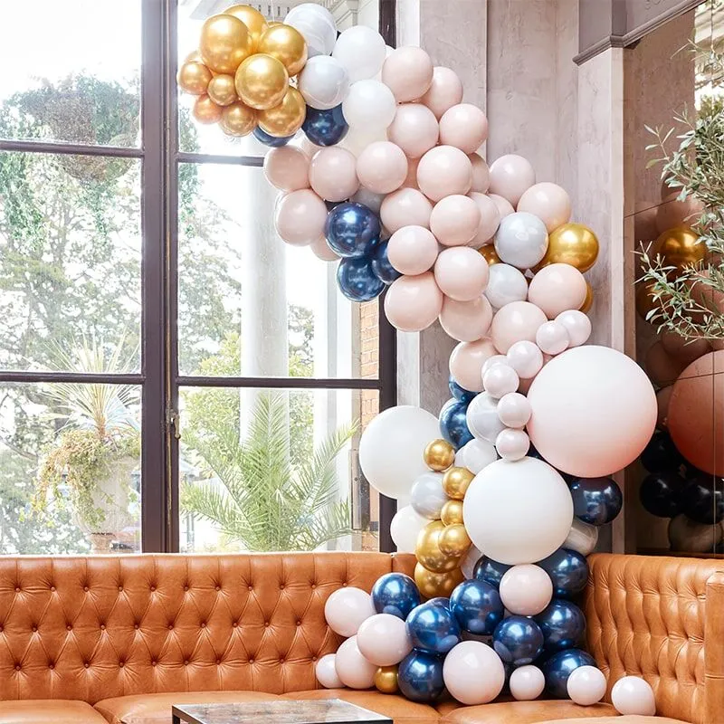 Ballon Girlande Set Marmor, Marine, gold Chrome (200-teilig)