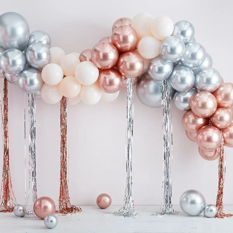 Ballon Girlande Set metallic mit Folienvorhängen (97-teilig)