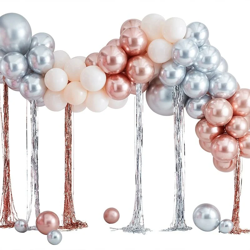 Ballon Girlande Set metallic mit Folienvorhängen (97-teilig)
