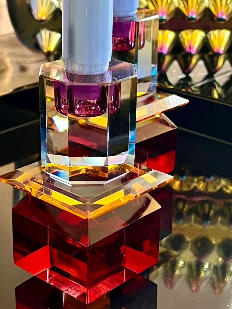 Kristallhalter AURORA in Bordeaux/Bernstein/Blau Ombre