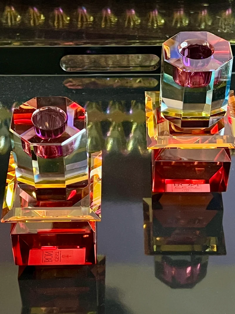 Kristallhalter AURORA in Bordeaux/Bernstein/Blau Ombre