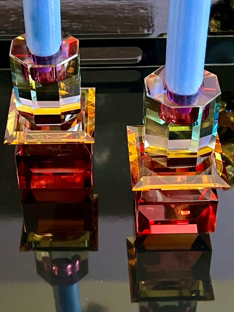 Kristallhalter AURORA in Bordeaux/Bernstein/Blau Ombre