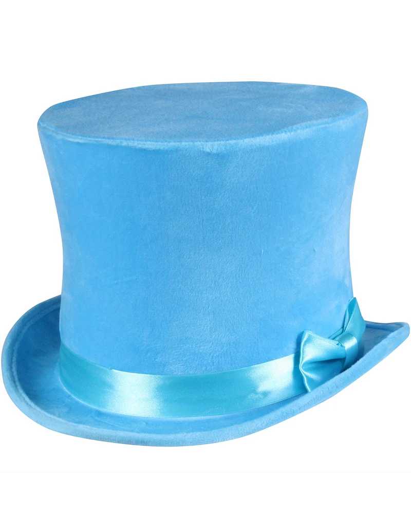 Zylinder "Flair" Velour mit Satinband 60 cm | Neon Blau