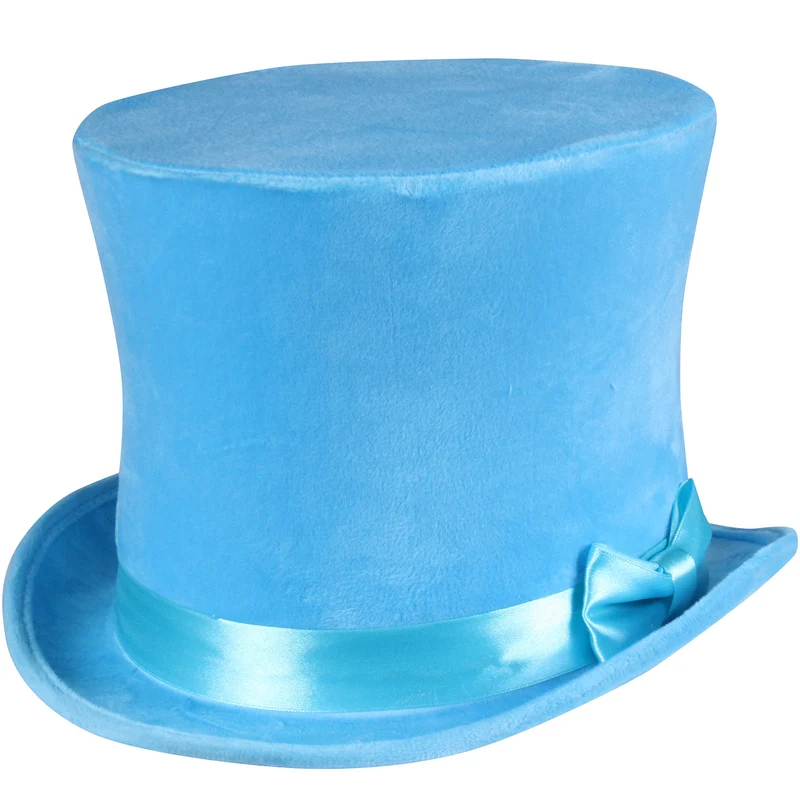 Zylinder "Flair" Velour mit Satinband 60 cm | Neon Blau