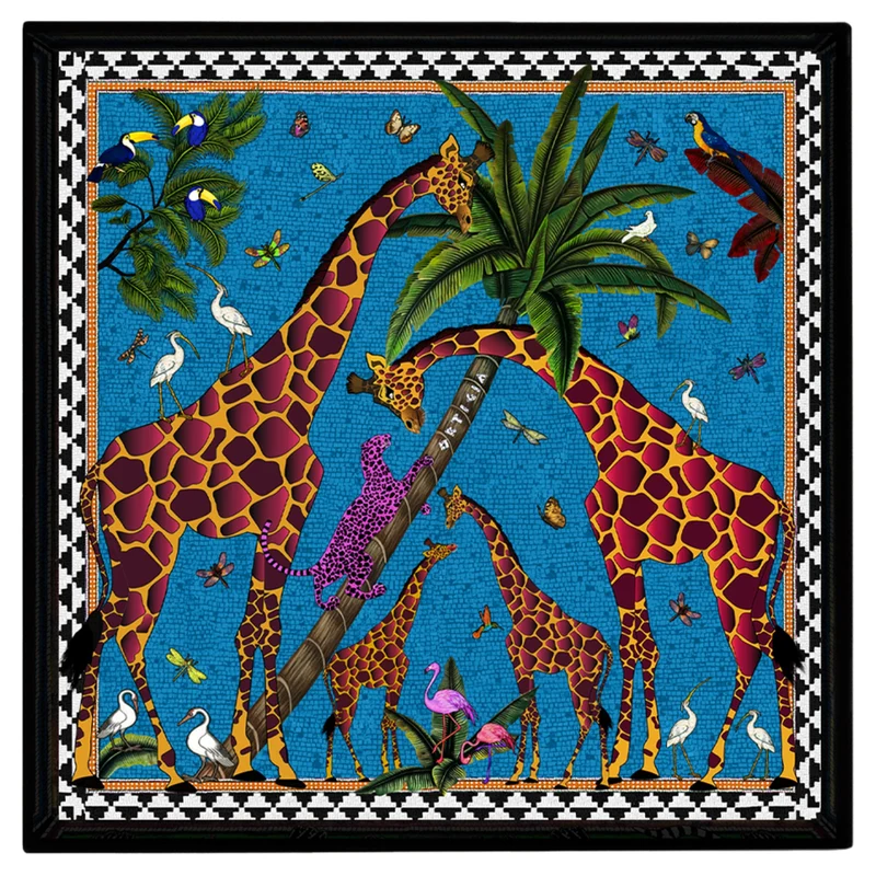 Dekotablett GIRAFFE BLUE, blau, 16x16cm