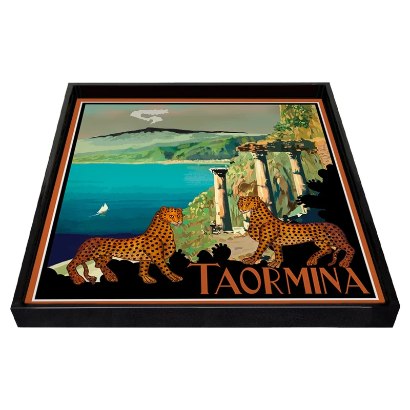 Dekotablett TAORMINA, Geparden, mehrfarbig, 16x16cm