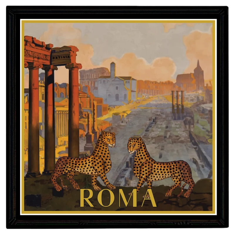 Dekotablett ROMA, Geparden, mehrfarbig, 16x16cm