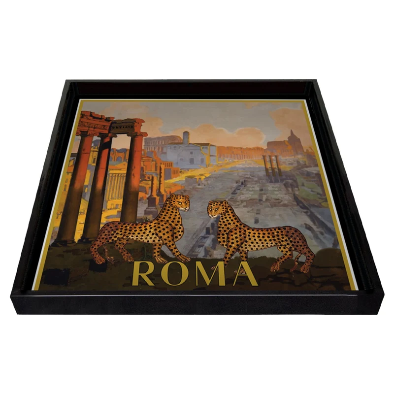 Dekotablett ROMA, Geparden, mehrfarbig, 16x16cm