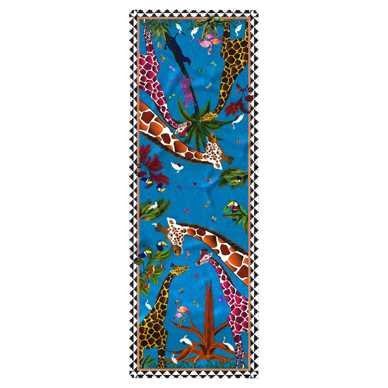 Seidenschal OCELOT GIRAFFE BLUE JEWEL, mehrfarbig, 200x70cm