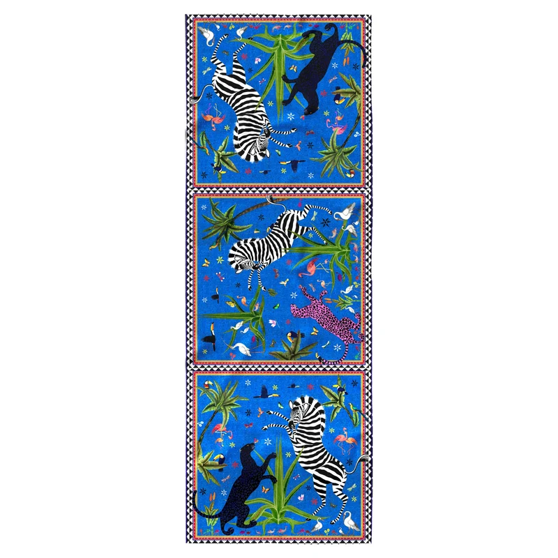 Seidenschal OCELOT JUNGLE BLUE NEGATIVO, blau, 200x70cm