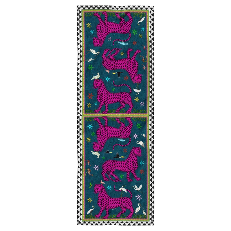Seidenschal OCELOT PETROLIO, blau, 200x70cm
