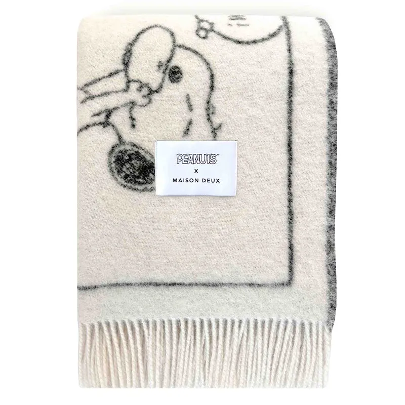 Wolldecke PEANUTS, schwarz-weiss