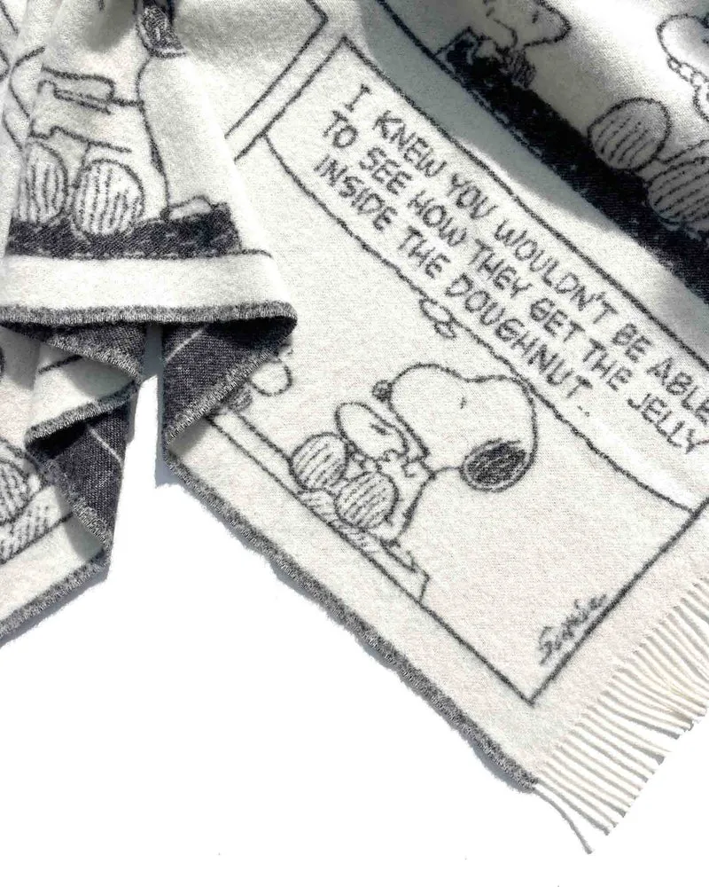 Wolldecke PEANUTS, schwarz-weiss