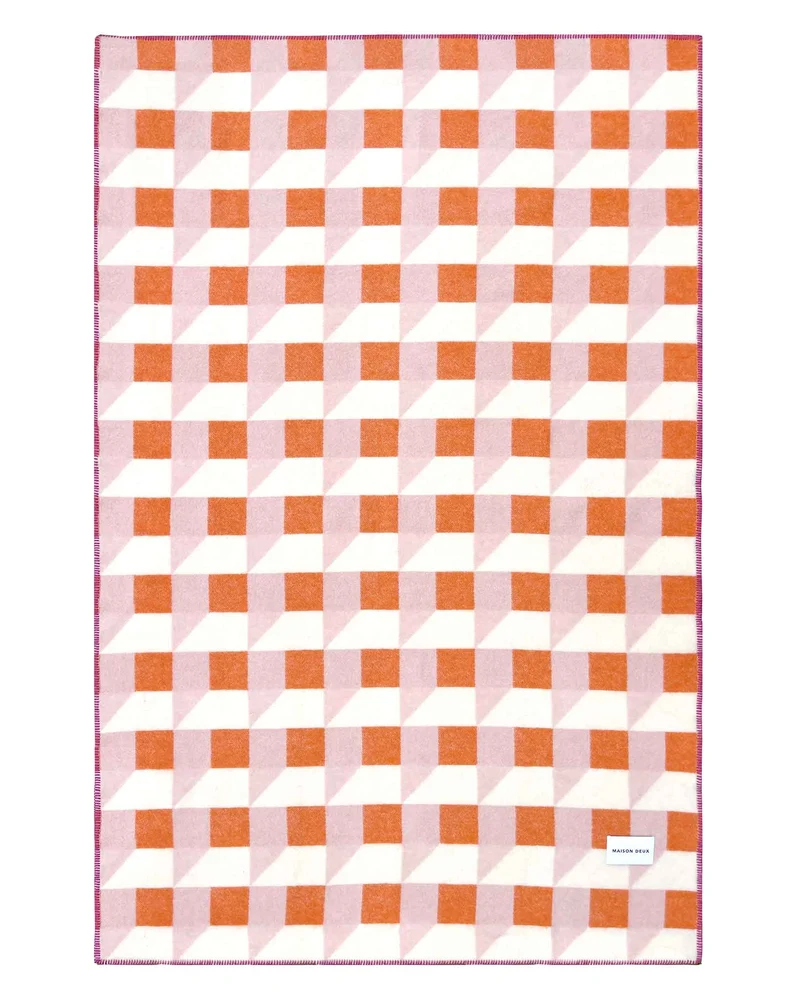 Wolldecke CUBICS, pink-karotte