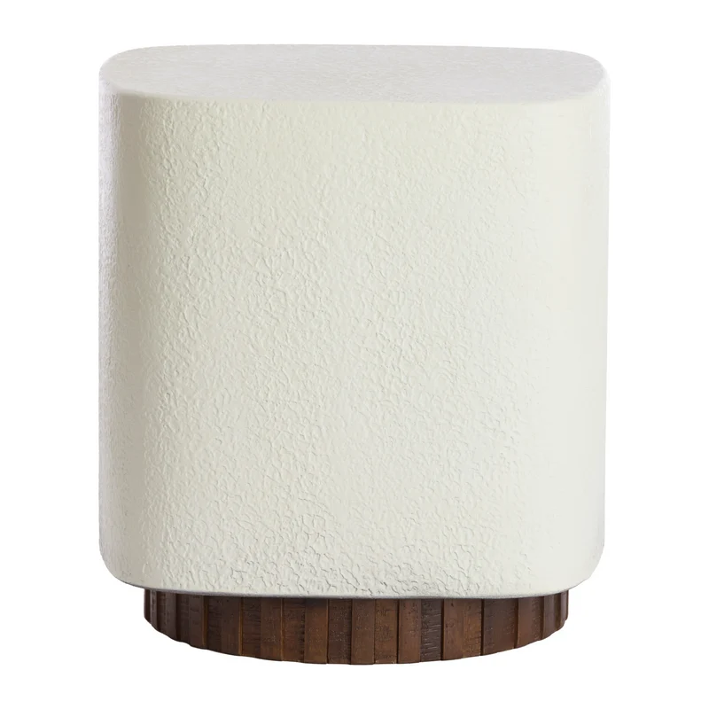 Beistelltisch SEDDON in Cremefarben mit Holz in dunkelbraun 37x34x40cm