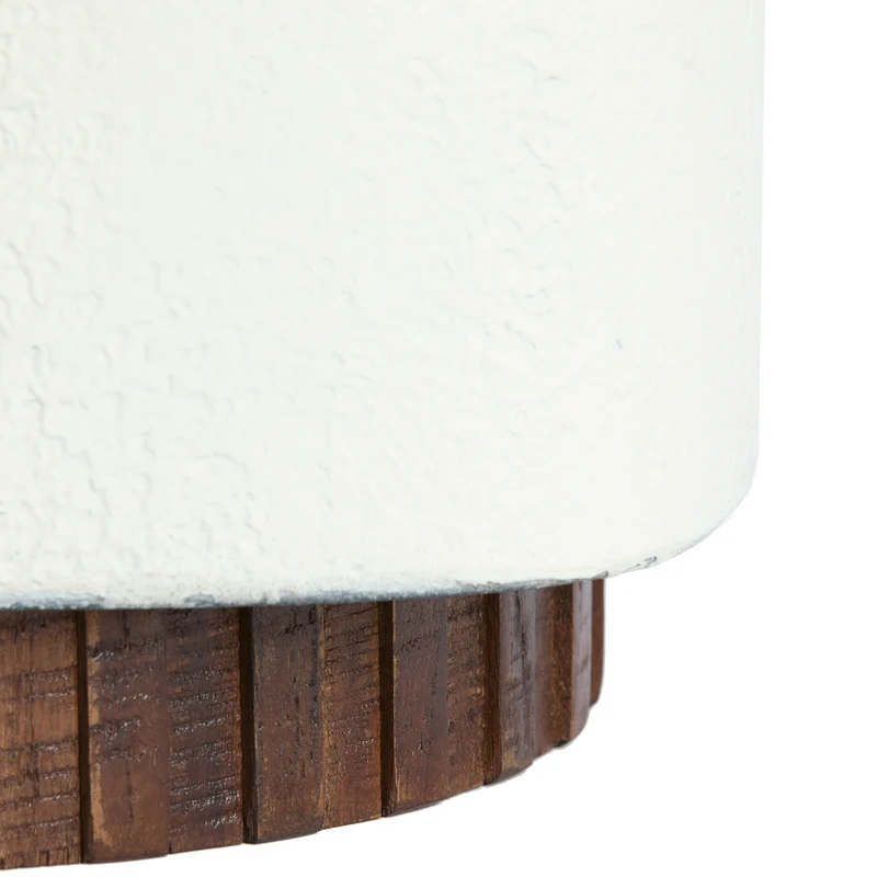 Beistelltisch SEDDON in Cremefarben mit Holz in dunkelbraun 37x34x40cm