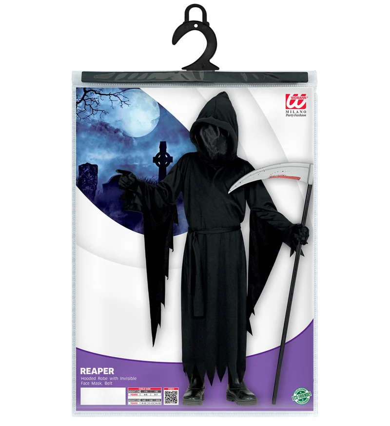Halloween Kostüm "Sensenmann" für Kinder | Schwarz