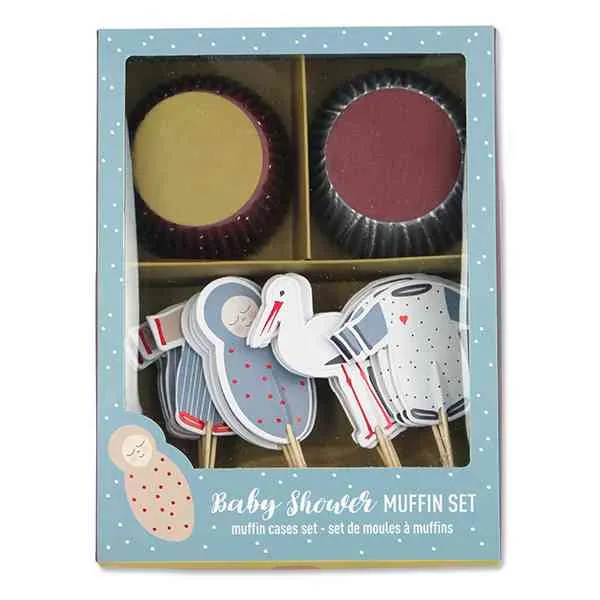 Cupcake Set GRATIS (Bedingungen siehe Produkttext!) BABY SHOWER 24 Muffin + 24 Sticks
